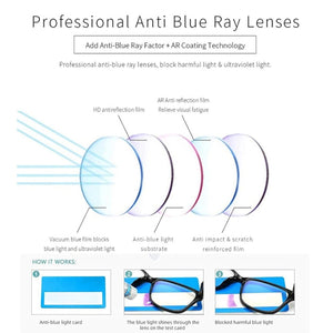 Blue Light Blocking Transparent Square Eyeglasses for Men & Women - Dervin