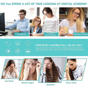 Blue Light Blocking Transparent Square Eyeglasses for Men & Women - Dervin