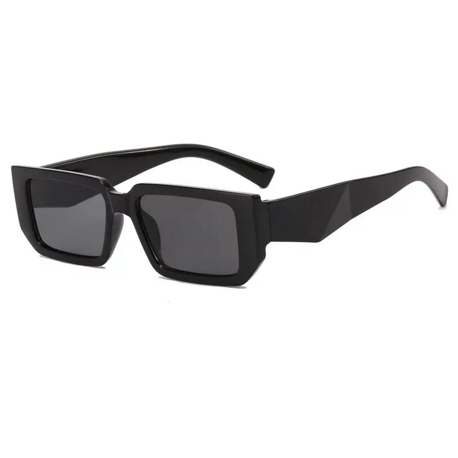 Dervin UV Protection Rectangular wide leg Sunglasses for Men and Women (Black) - Dervin