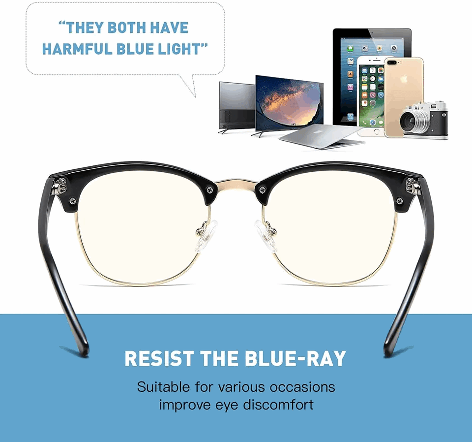 Dervin Blue Light Blocking Blue Cut Zero Power anti-glare Square Eyeglasses, Frame for Eye Protection from UV by Computer/Tablet/Laptop/Mobile - Dervin
