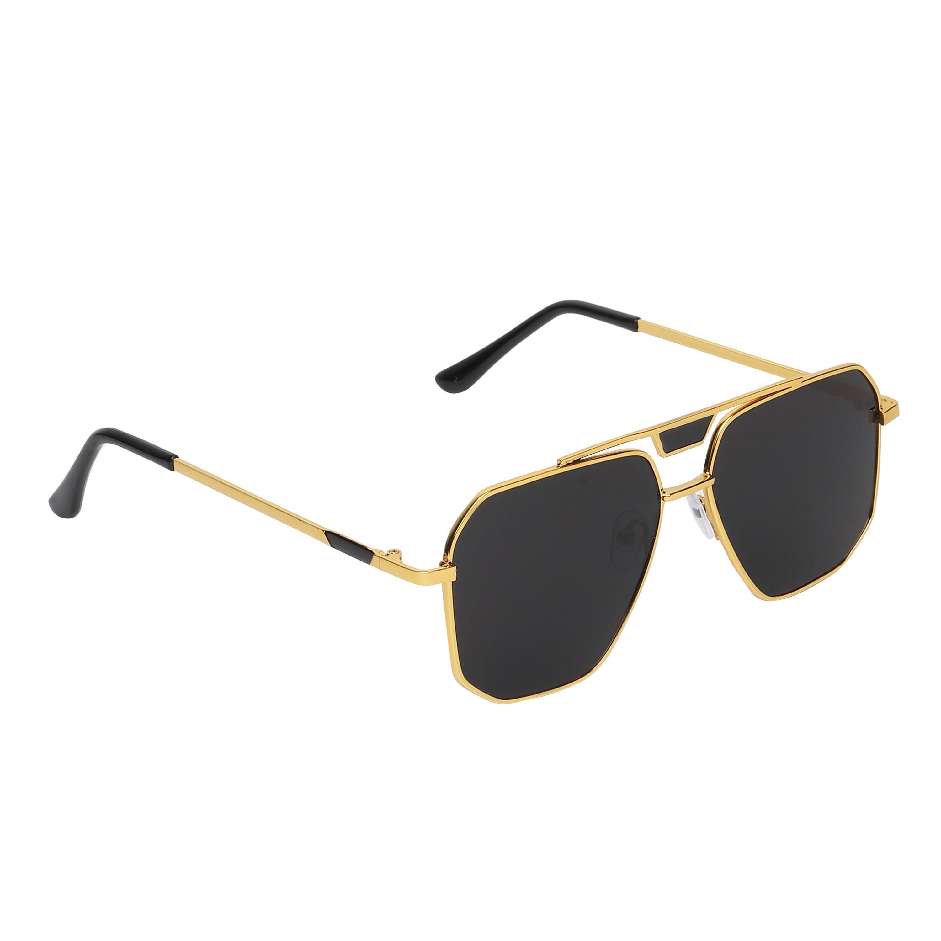 Dervin Golden-Black UV Protection Hexagonal Sunglasses For Men & Women - Dervin