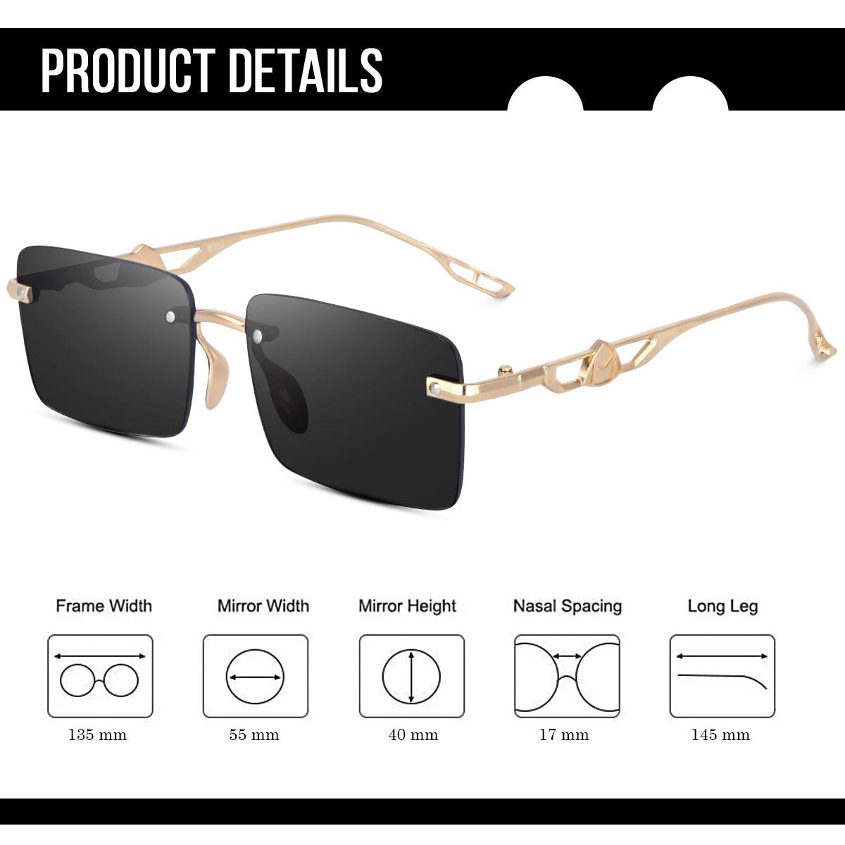 Dervin UV Protected Rectangular Rimless Sunglasses for Men and Women - Dervin
