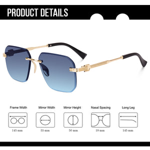 Dervin UV Protected Square Rimless Sunglasses for Men and Women - Dervin