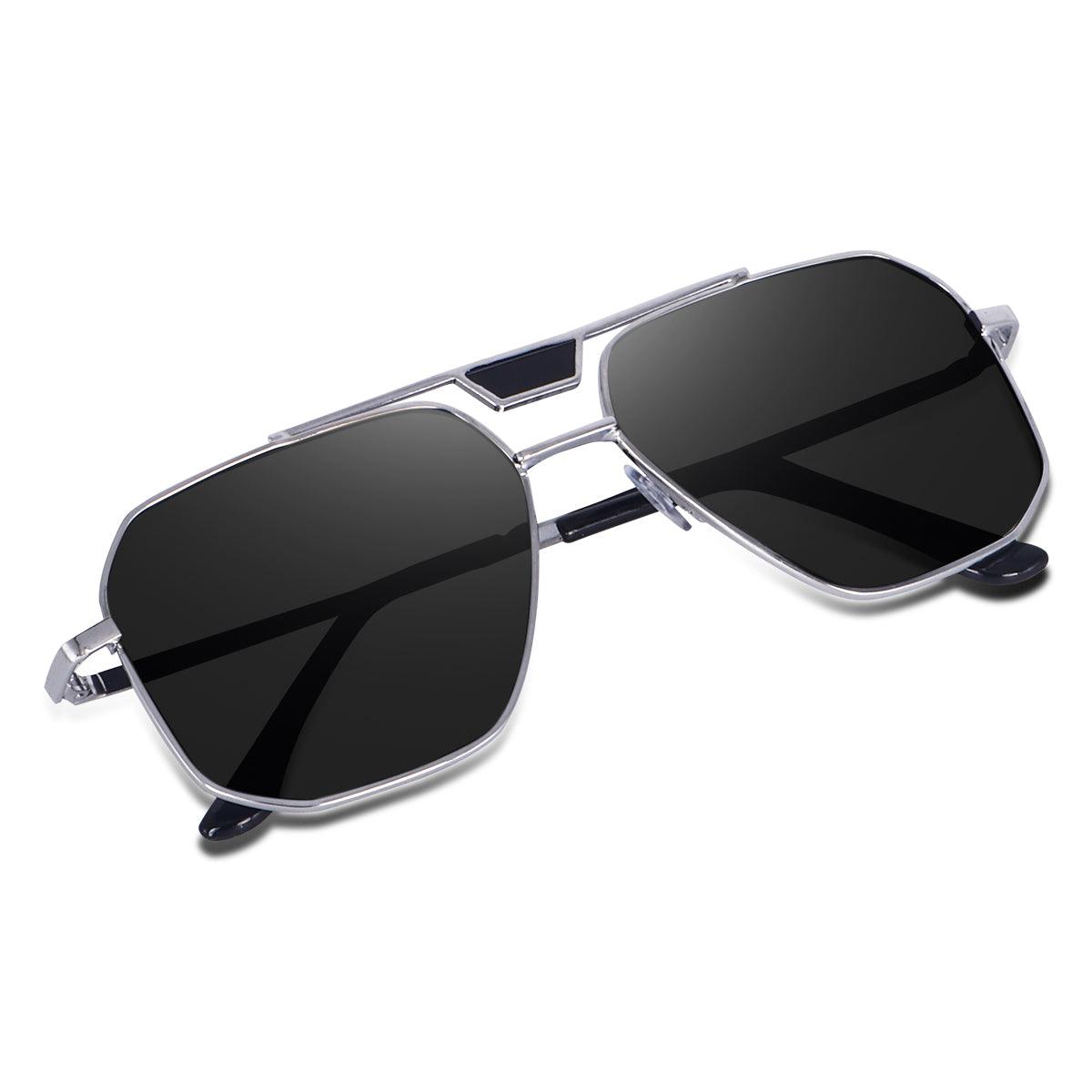 Dervin Black UV Protection Hexagonal Sunglasses For Men & Women - Dervin