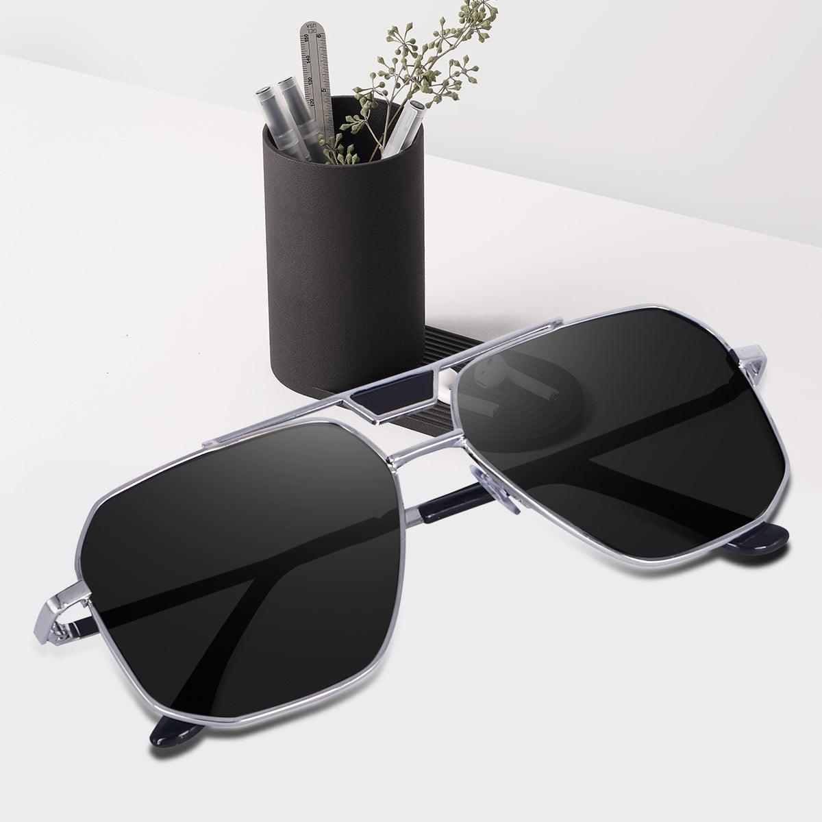 Dervin Black UV Protection Hexagonal Sunglasses For Men & Women - Dervin