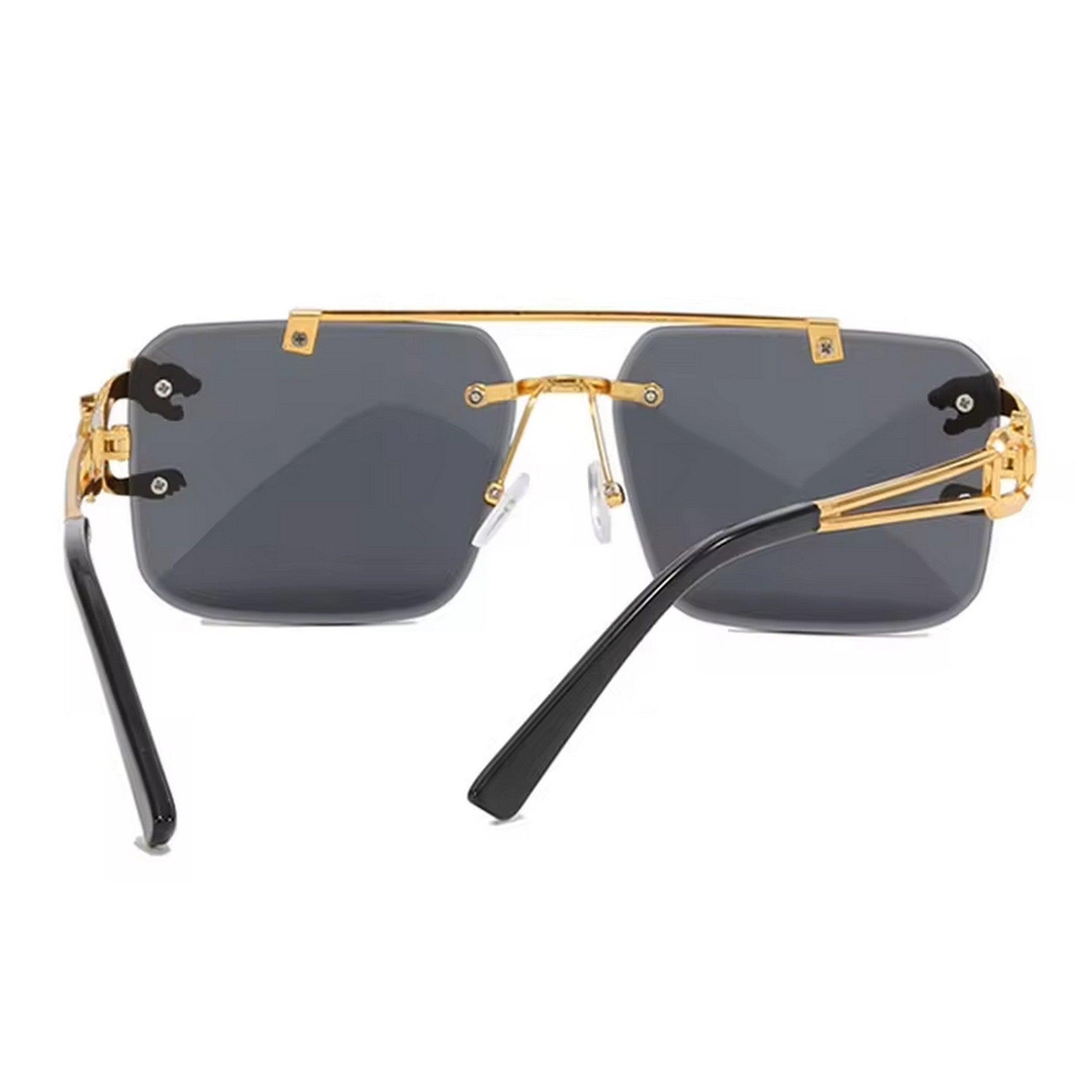 Dervin Retro Rimless Diamond Cut Rectangular sunglasses for Men and Women - Dervin