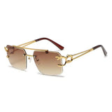 Dervin Retro Rimless Diamond Cut Rectangular sunglasses for Men and Women - Dervin