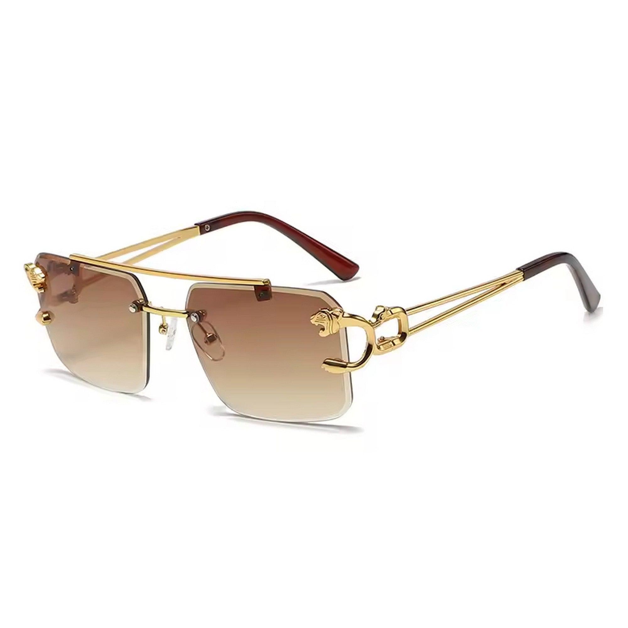 Dervin Retro Rimless Diamond Cut Rectangular sunglasses for Men and Women - Dervin