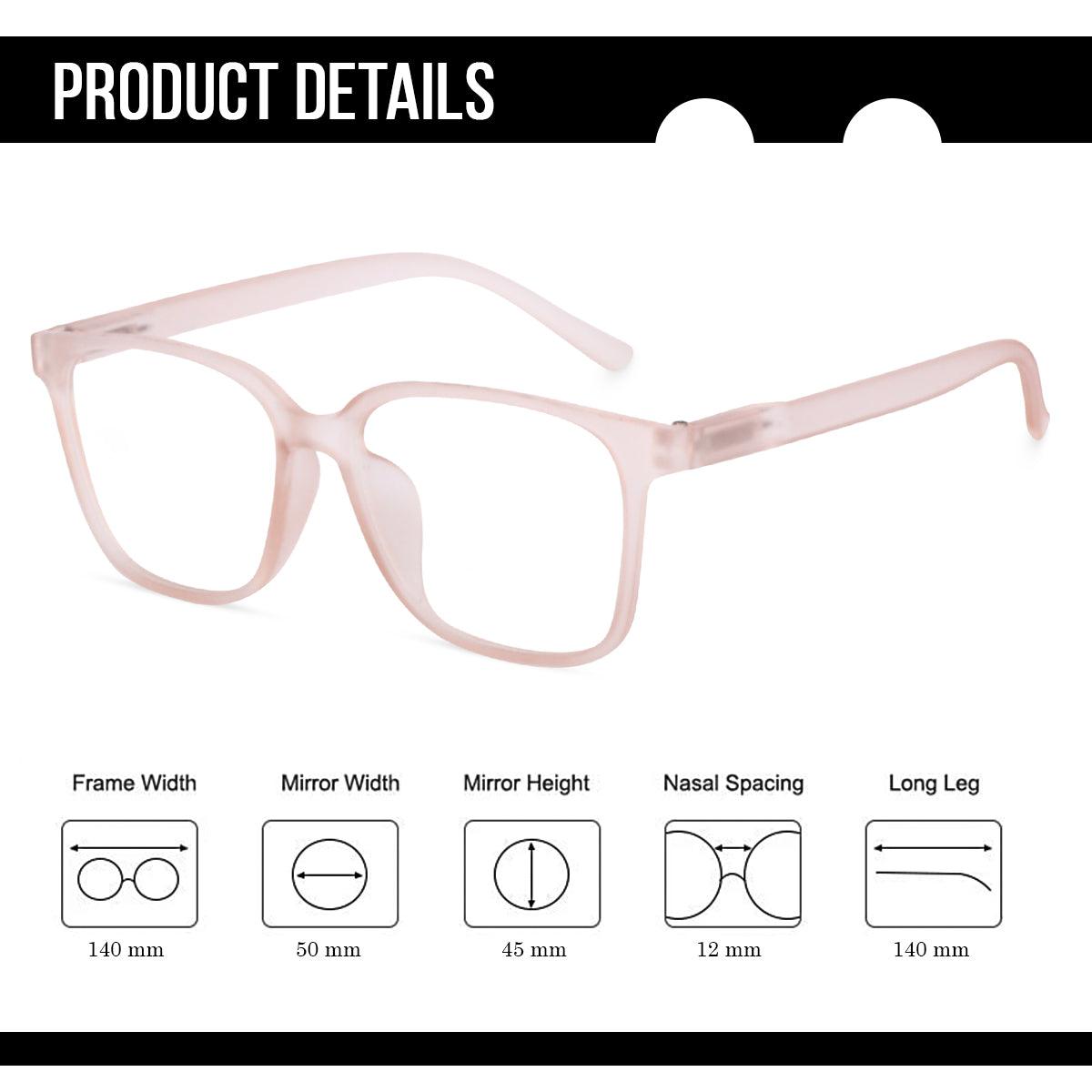 Dervin Clear Lens Square Sunglasses Spectacle Frames for Men and Women (ONLY FRAME) - Dervin