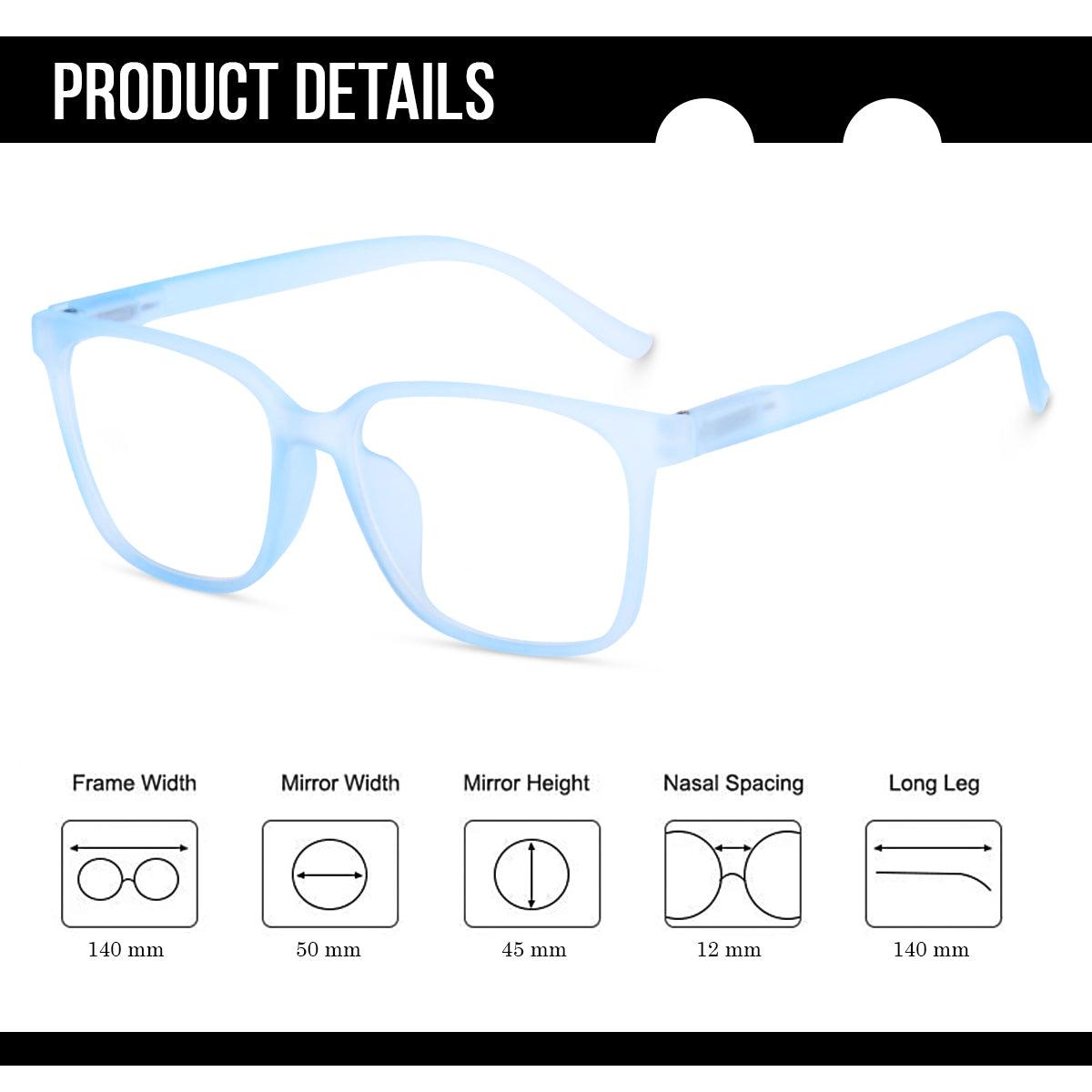 Dervin Clear Lens Square Sunglasses Spectacle Frames for Men and Women (ONLY FRAME) - Dervin