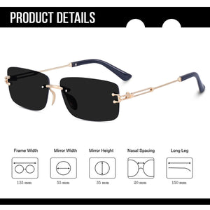 Dervin UV Protected Retro Rectangular Rimless Sunglasses for Men and Women - Dervin