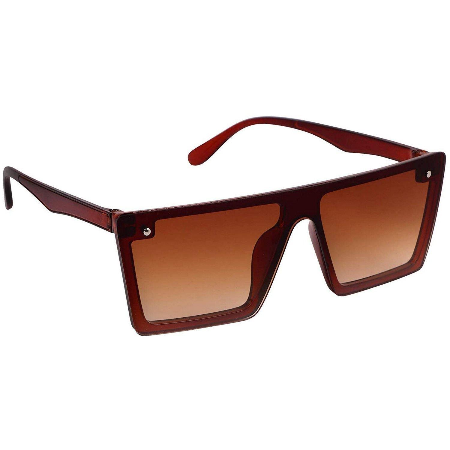 Dervin Unisex Rectangular Sunglasses (Brown) - Dervin