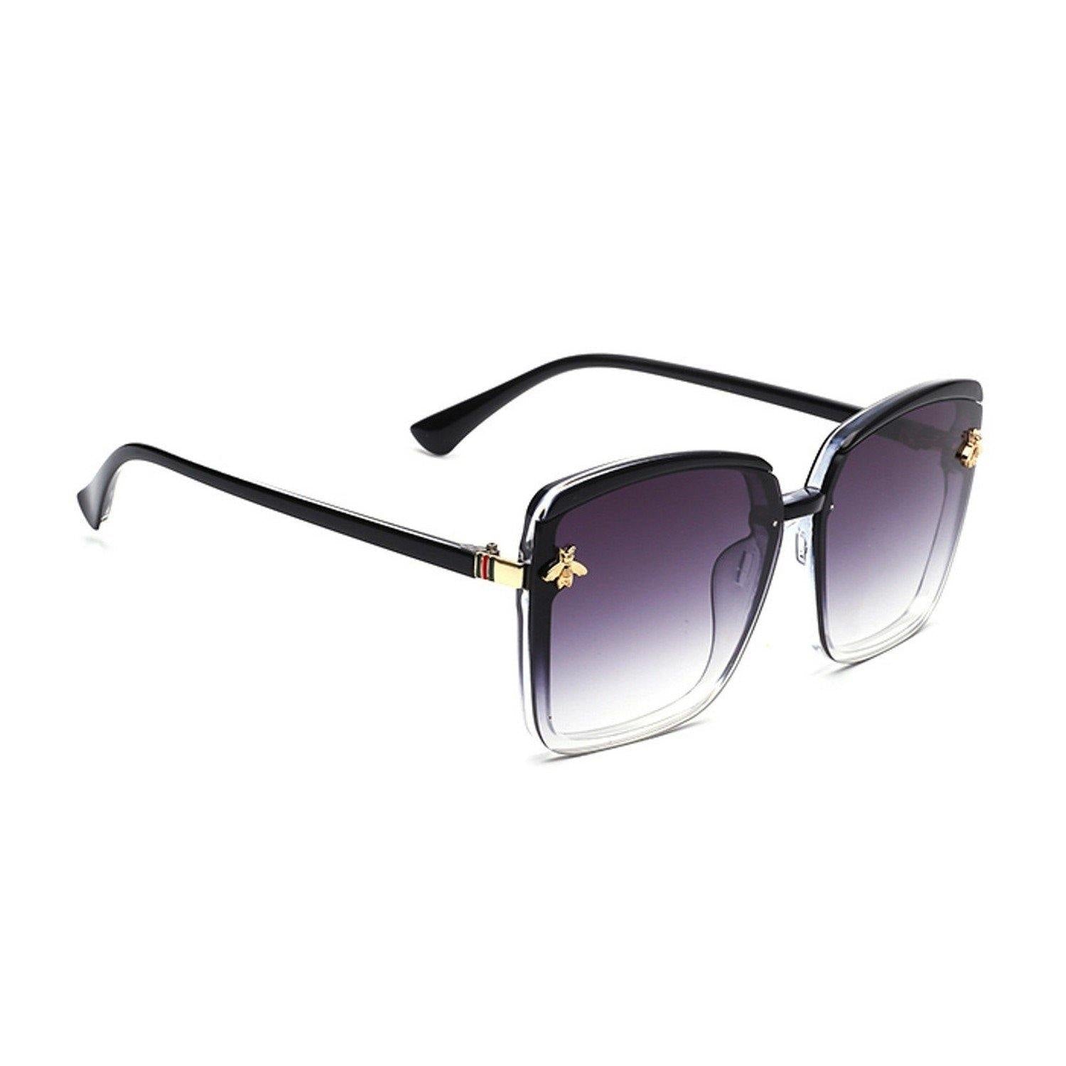 Dervin Cat Eye Women's Oversized Sunglasses (Black) - Dervin
