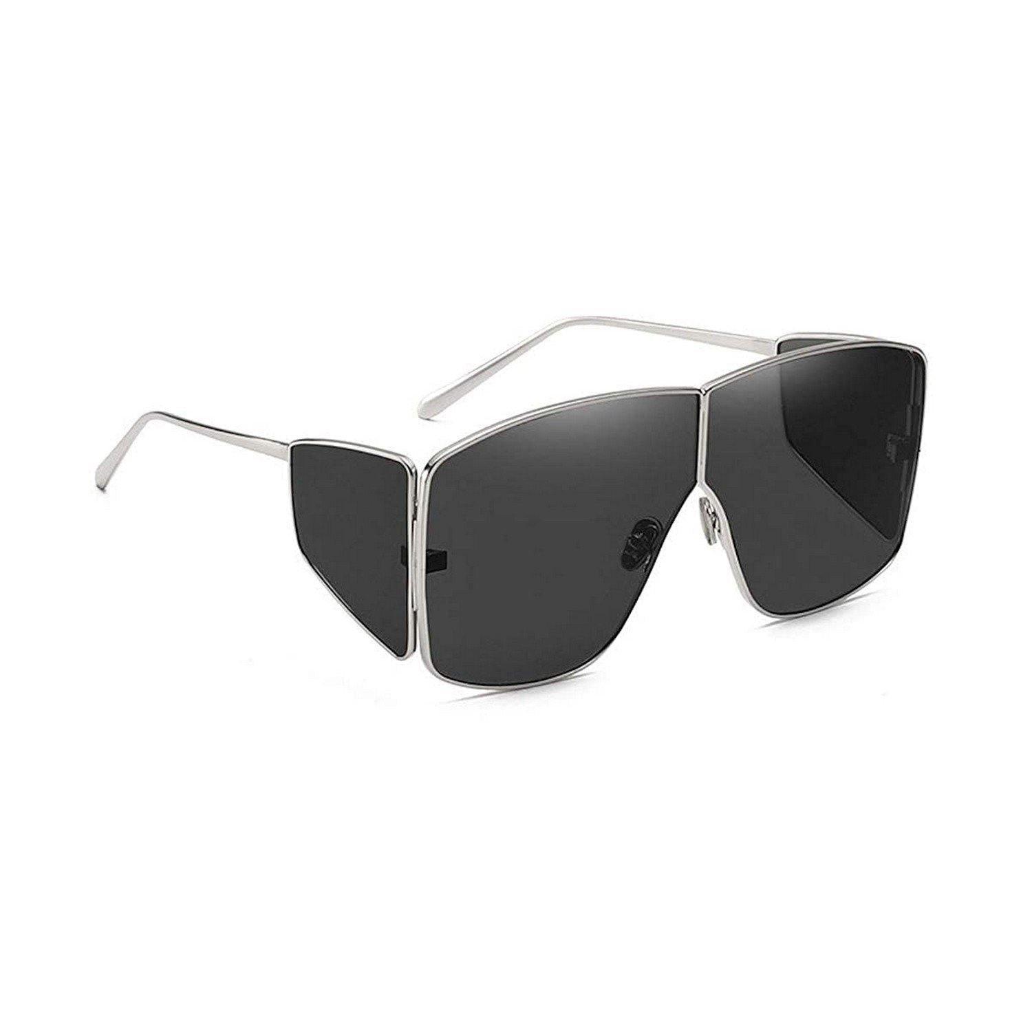 Dervin Badshah, Sahil Khan Inspired Oversized Unisex Sunglasses (Silver-BLack, Large) - Dervin