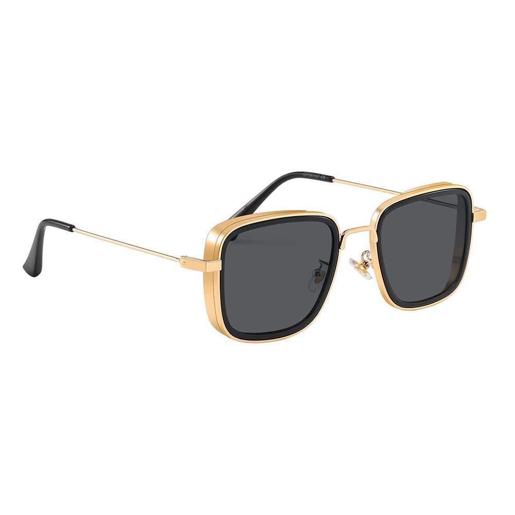 Dervin Kabir Singh Inspired Lightweight Unisex Square Sunglasses (Gold-Black) - Dervin