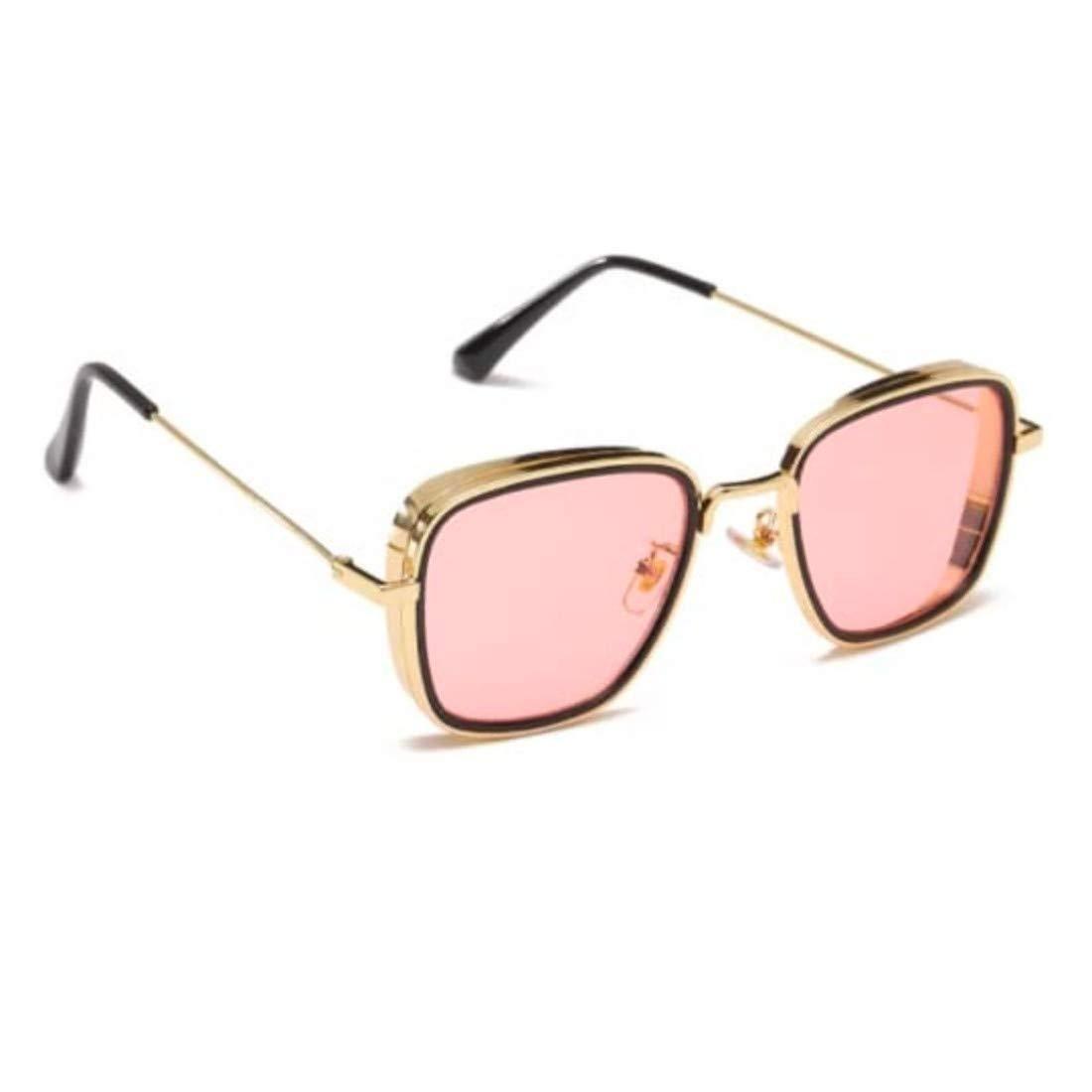 Dervin Kabir Singh Inspired Lightweight Unisex Square Sunglasses (Gold-Pink) - Dervin